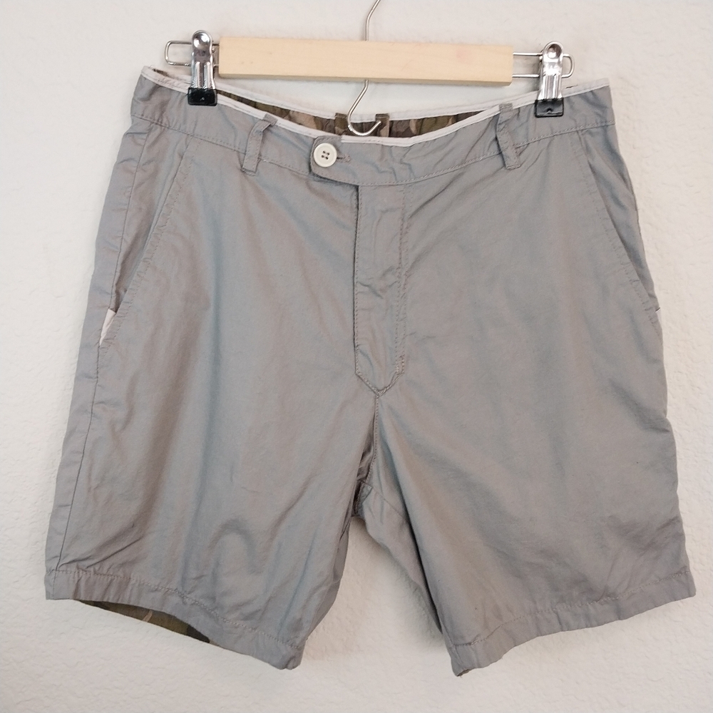 Reversible Soft Cotton Summer Man Shorts. Camo and Gray. Size S.